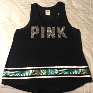PINK Victoria Secret tank with sequin writing